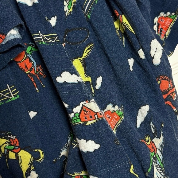 HVN Western Rodeo Print Short Sleeve Button Up Tie Waist Ankle Crop Jumpsuit 12 - Picture 9 of 12